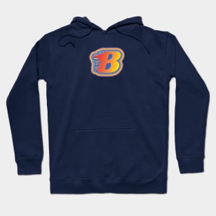 Alphabet Monogram B Initials Name Uppercase Capital Typography with Flaming Fire Element Hoodie